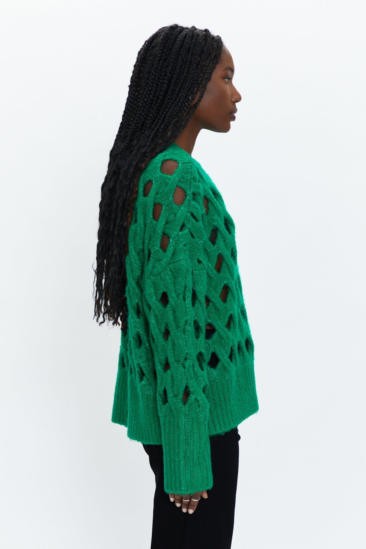 Darya Open Knit Pullover Sweater - Evergreen
            
              Sale